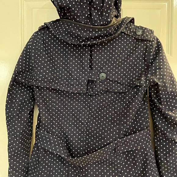Tommy Hilfiger Navy Blue & White Polka Dot Jacket Coat Cotton Hood Size XS - Picture 4 of 9